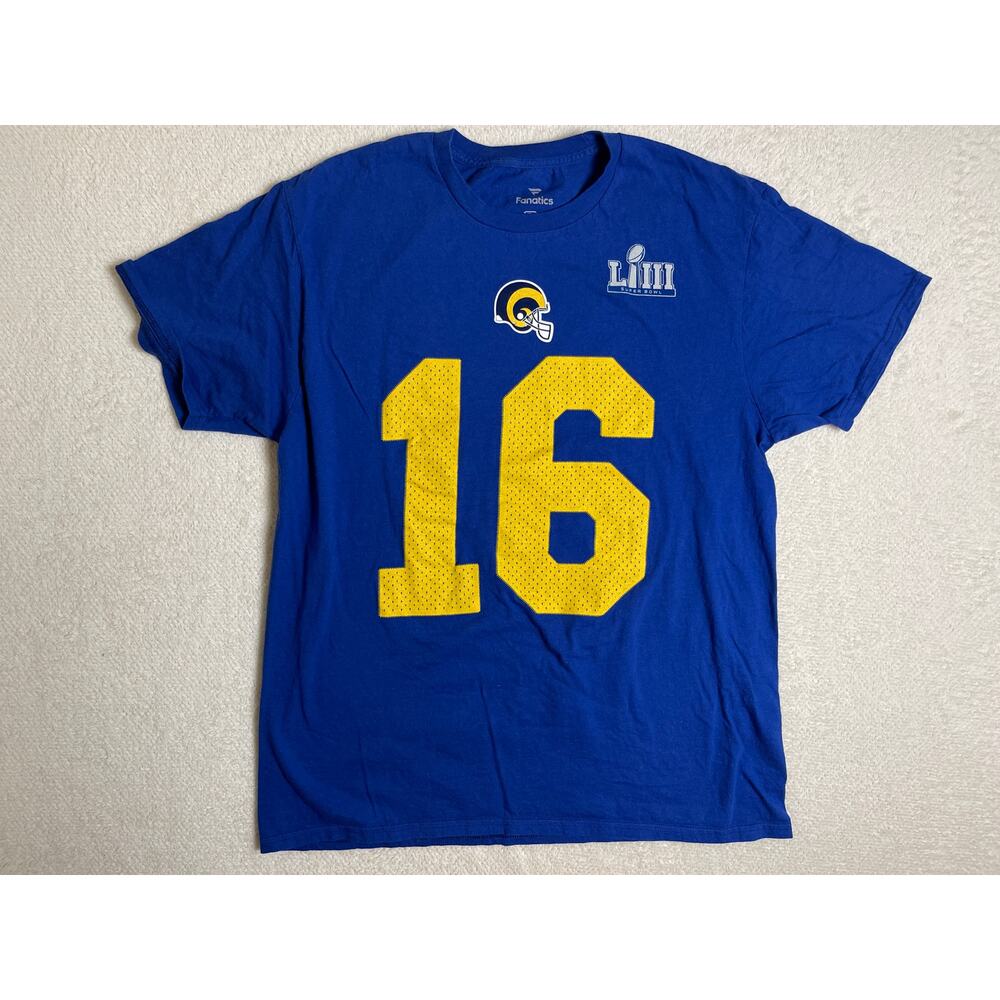 Retro Fanatics Men's Los Angeles Rams Jared Goff Super Bowl 2001 T-shirt Blue L